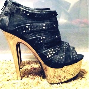 Pleaser Black and Chrome Heels